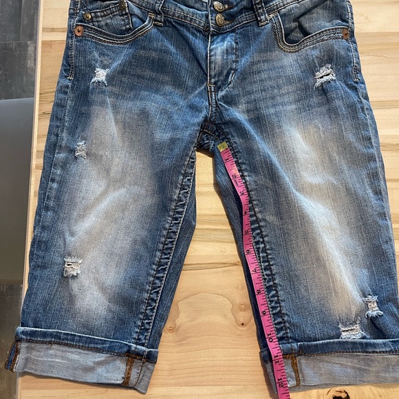 Seven7 Distressed Denim Bermuda Shorts - Picture 8 of 10